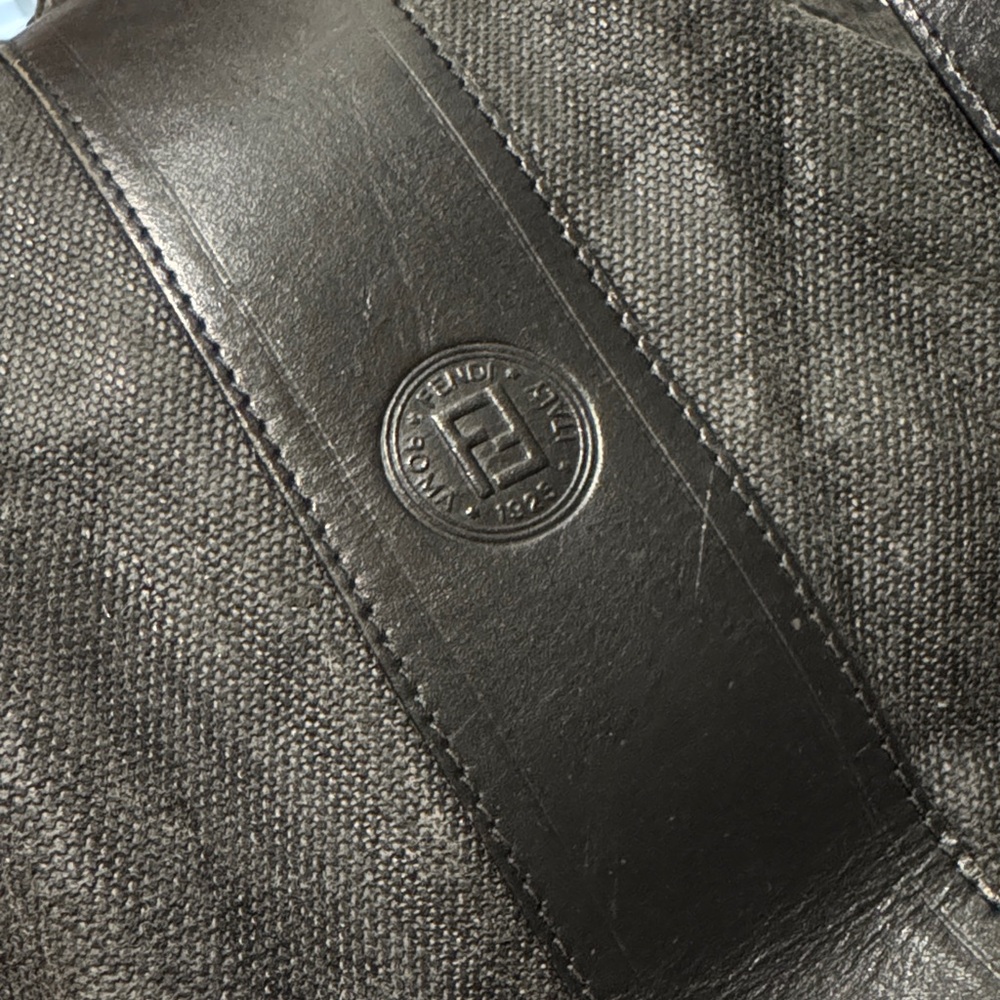 Fendi Black Canvas and Leather Drawstring Shoulder Bag - Picture 2 of 14